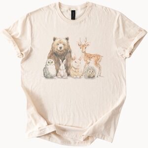 Woodland Critter Watercolor Boho Graphic Tee